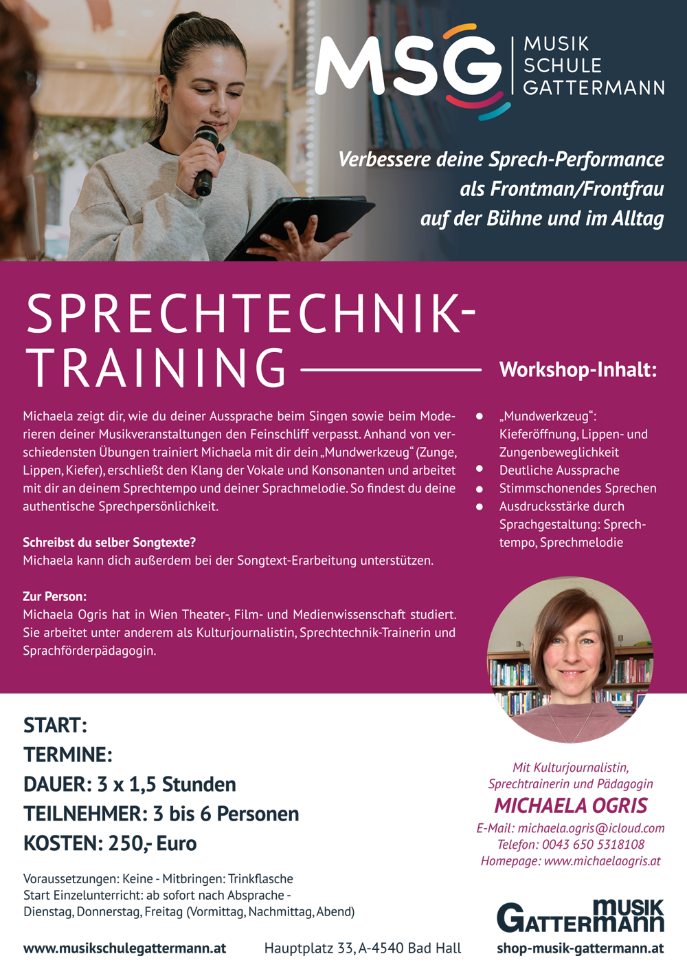 Sprechtechnik- und Moderations-Training mit Michaela Ogris